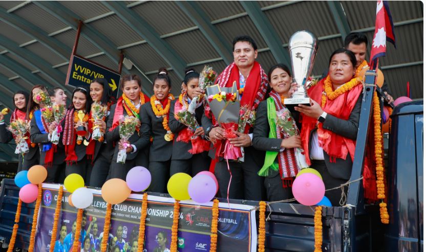 उपाधि बिजेता पुलिस क्लबको भव्य स्वागत, गराइयो नगर परिक्रमा