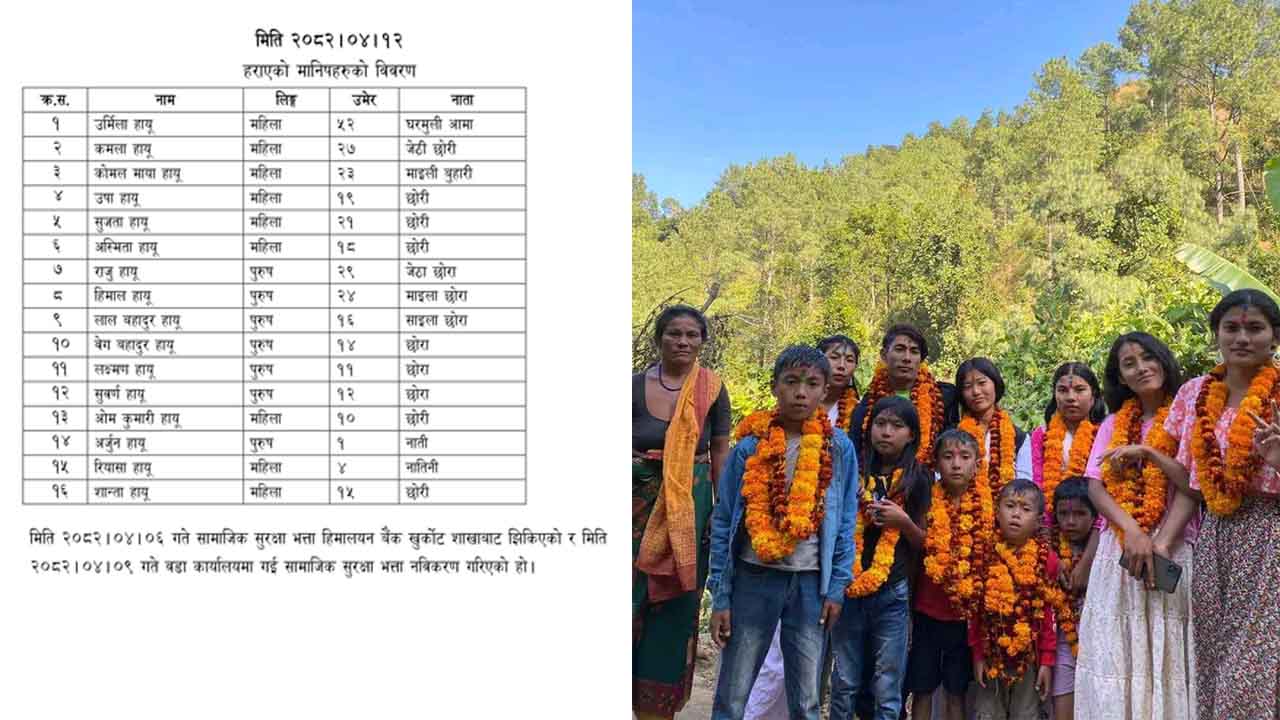 गोलन्जोरमा १६ सदस्यीय परिवार सम्पर्क विहिन